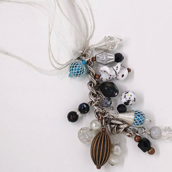 Eclectic Charm Necklace on Ribbon/Cord - Picture 3 of 3